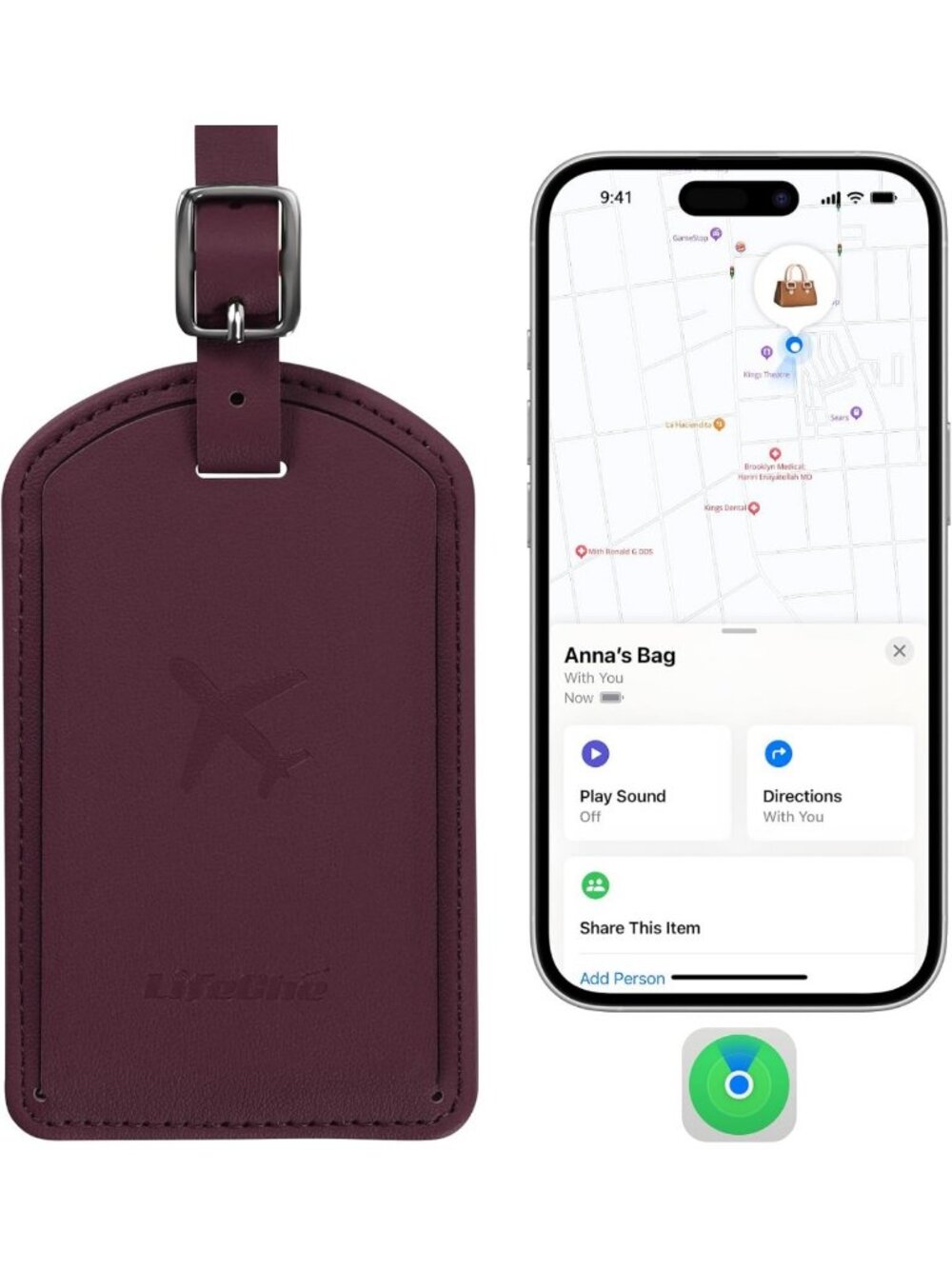 Luxury Leather Luggage Tags with Anti-Loss Tracker for Travel Bags & Suitcases